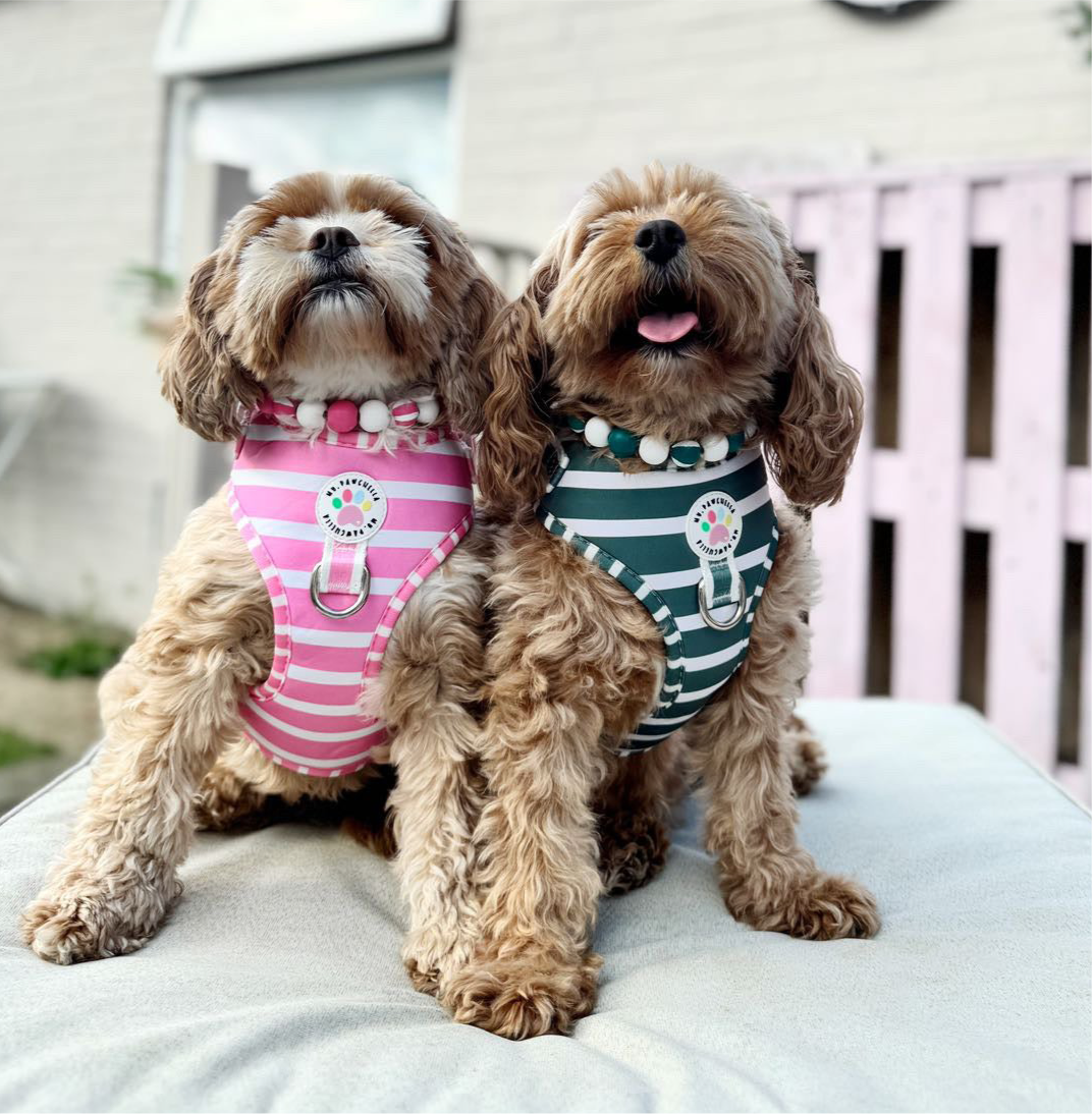 Khaki stripes dog collar necklace